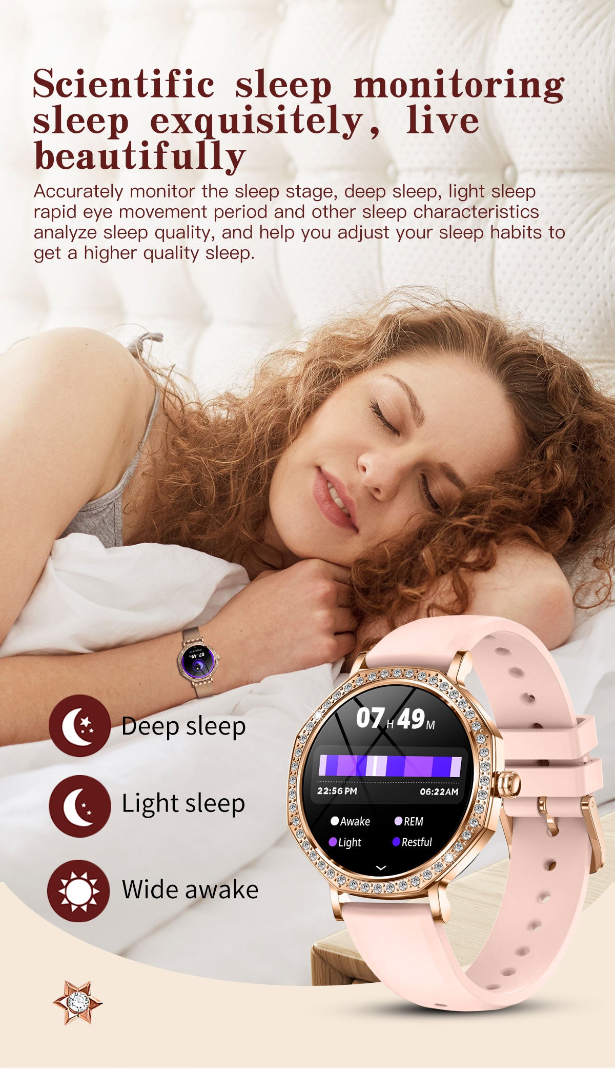 LOPEZ TIPS Women's Smart Watch with Fitness Tracker, Heart Rate Monitor, Sleep Tracking & Custom Watch Faces