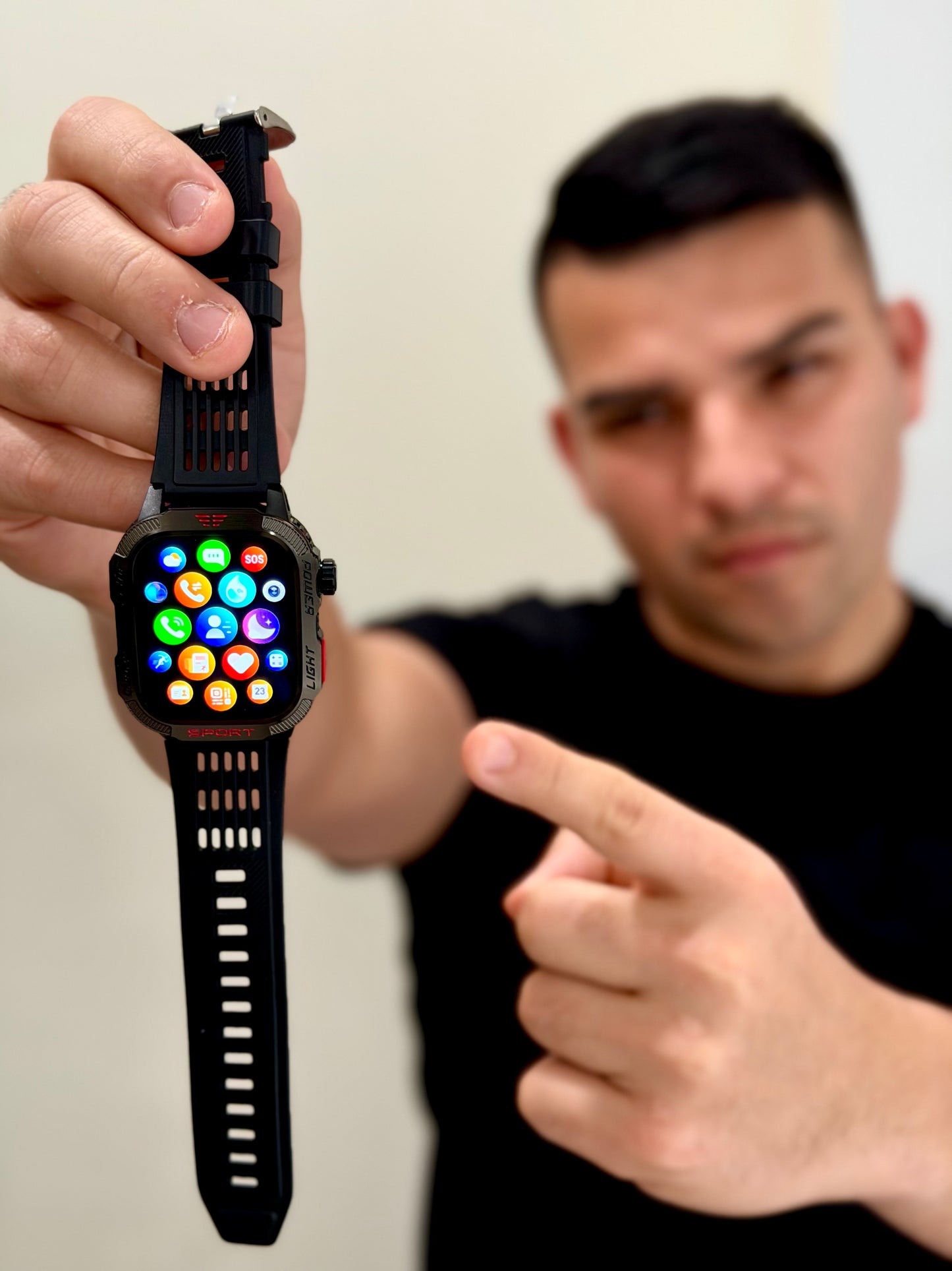 LOPEZ TIPS SMARTWATCH Ultimate Outdoor Smartwatch for Men LED Flashlight UV Money Detector