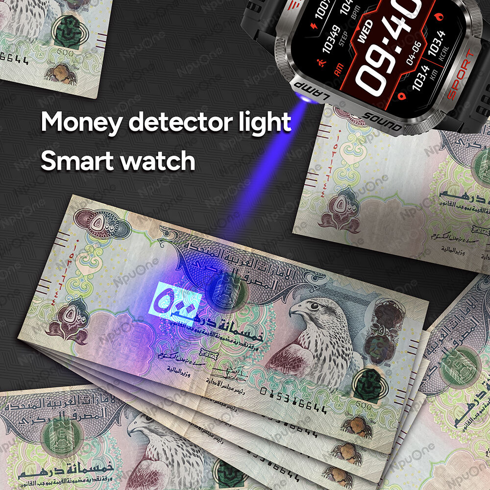 LOPEZ TIPS SMARTWATCH Ultimate Outdoor Smartwatch for Men LED Flashlight UV Money Detector